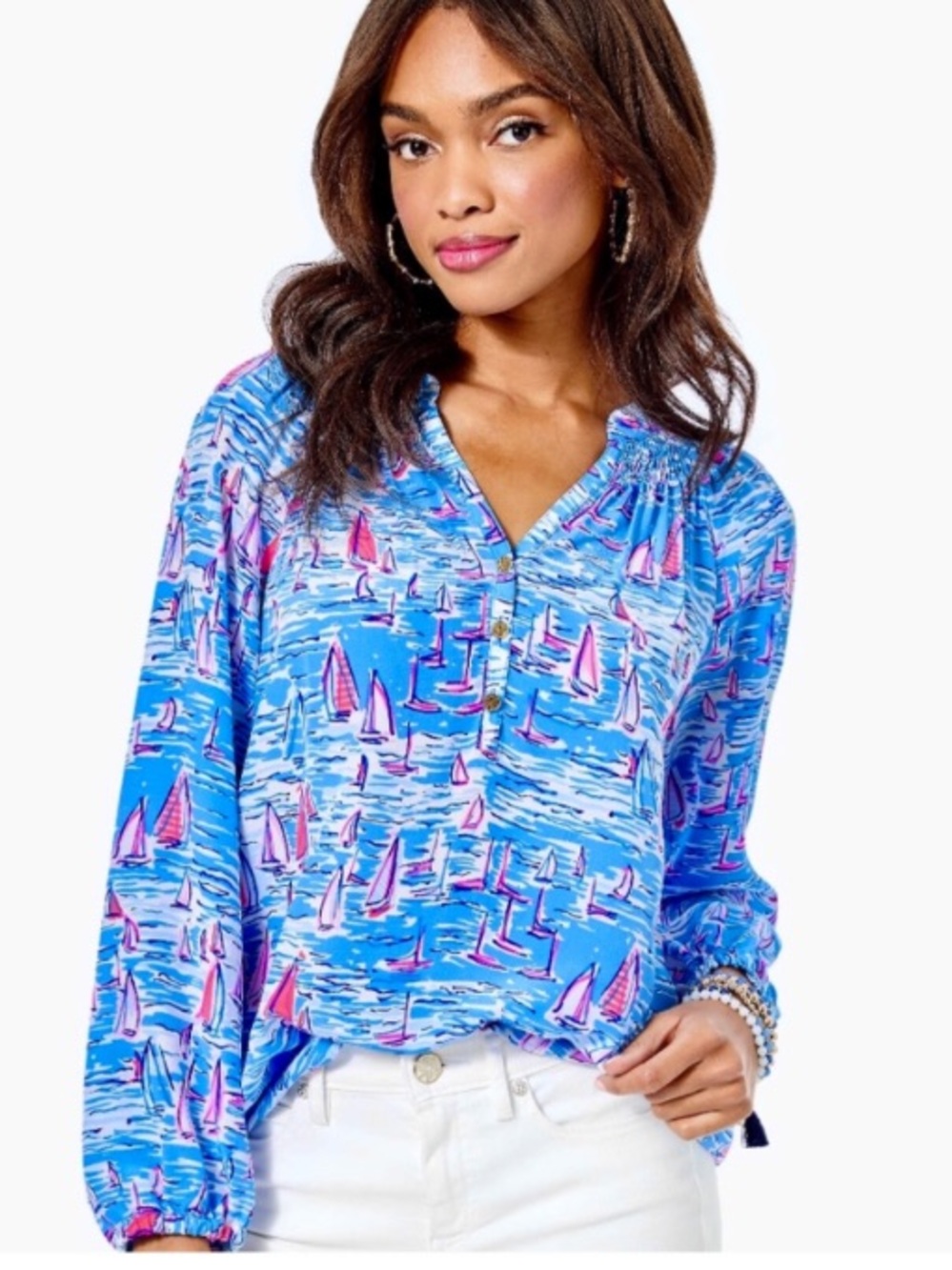 Lilly Pulitzer Elsa Silk Top Zanzibar Blue Boatylicious